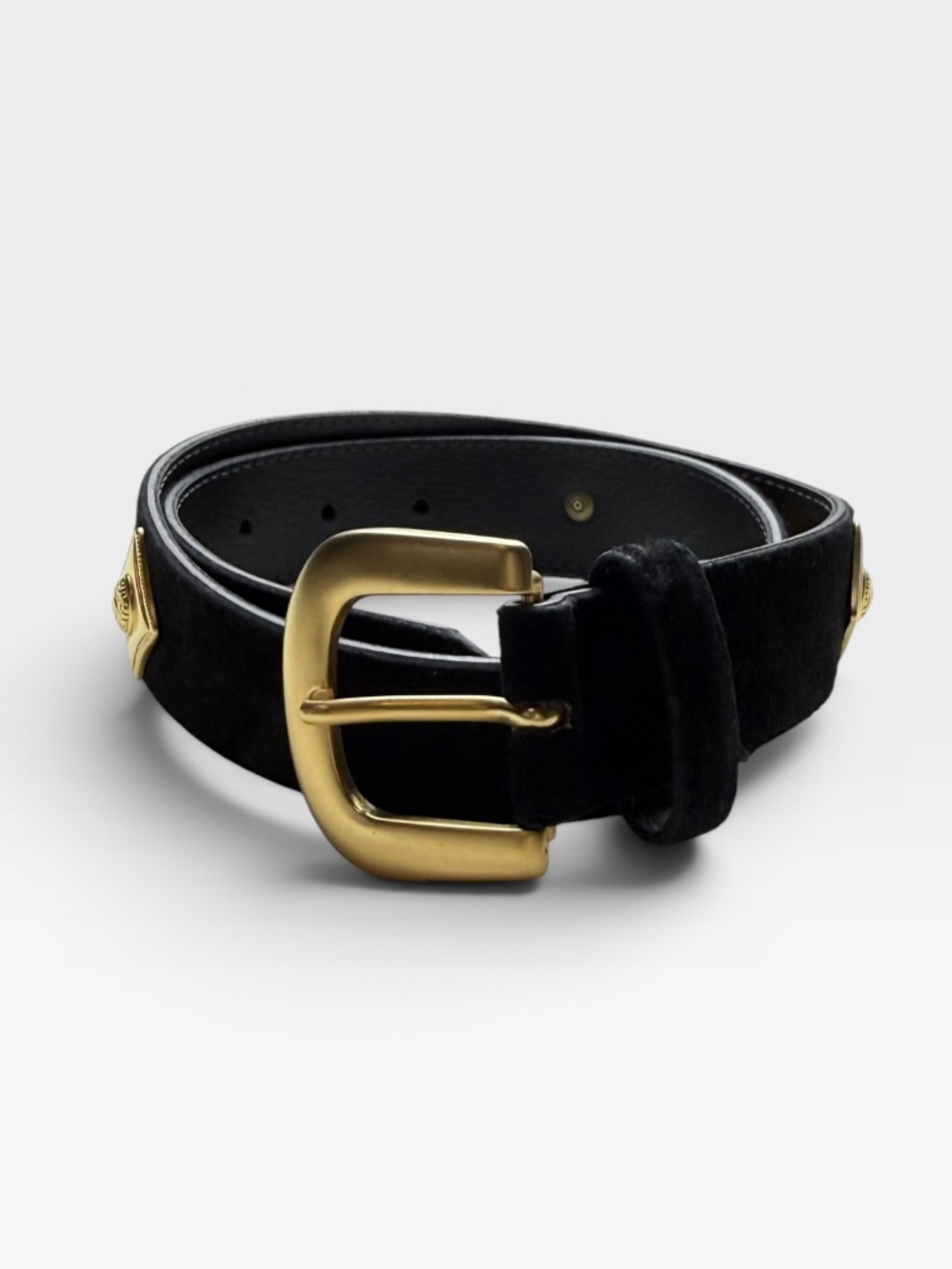 First Issue Vintage Genuine Leather Belt with Gold Detailing